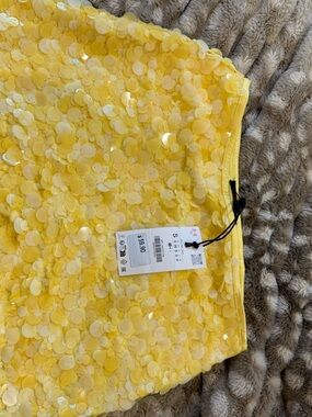 Zara Yellow Sequin Mini Skirt